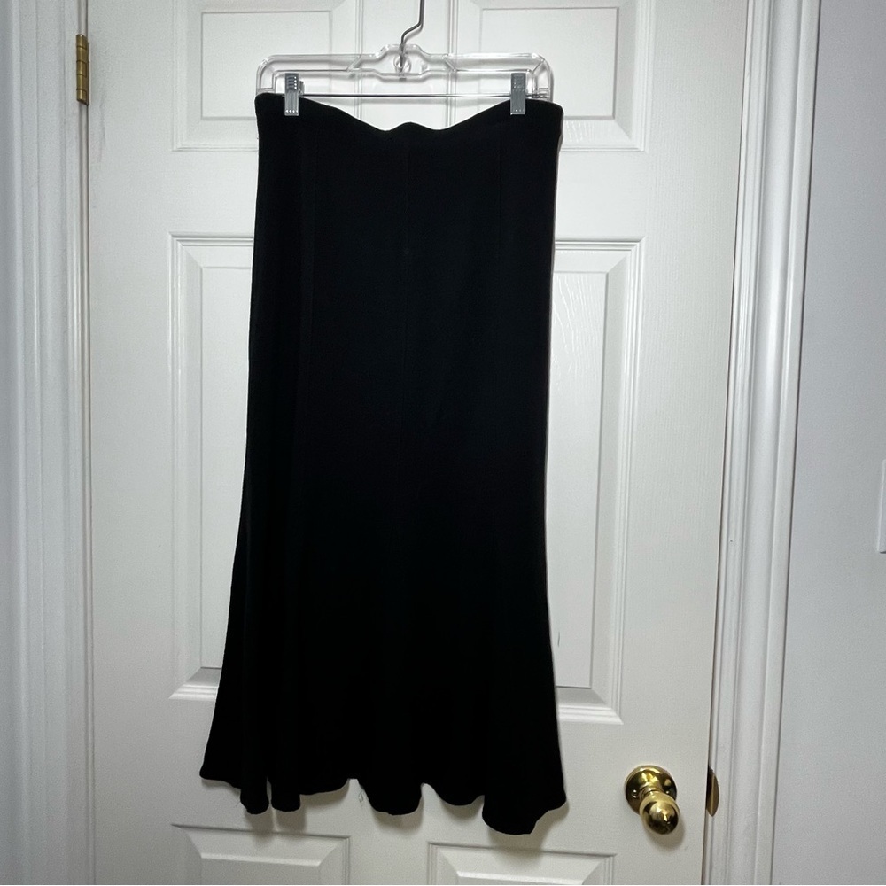 Eileen Fisher Black Wool Blend Flare Trumpet Skirt Size Medium - Picture 2 of 9